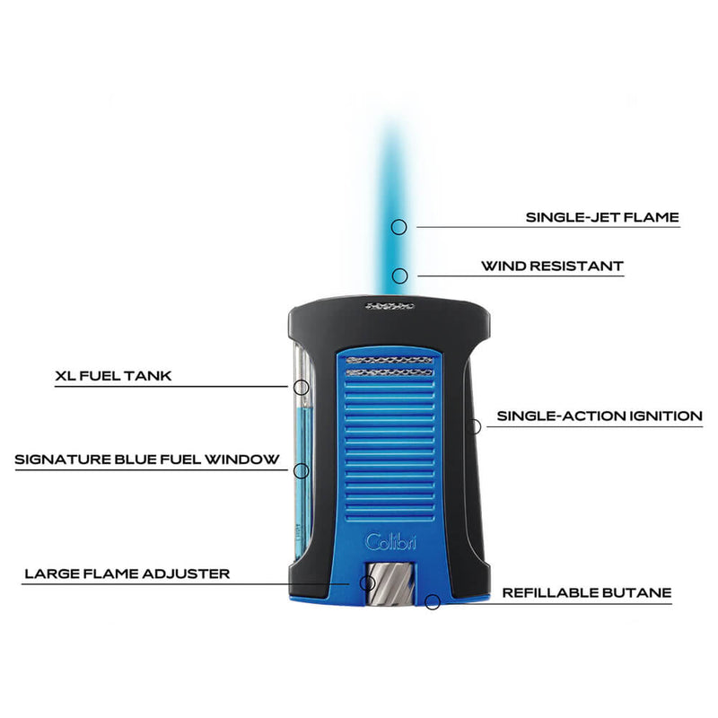 Black and Blue Colibri Daytona Lighter Feature Graphic