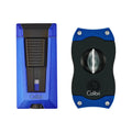 Blue and Blue Colibri Stealth 3 V-Cutter & Lighter Set