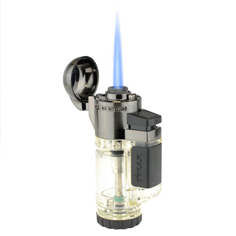 Clear Xikar TECH Single Jet Lighter with Flame