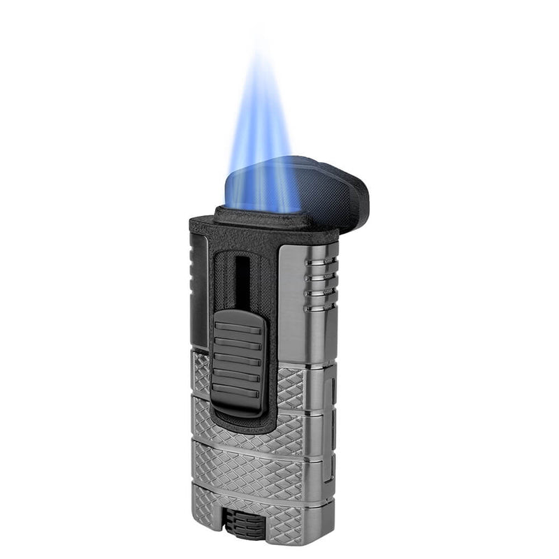 Gunmetal and Black Xikar Tactical Triple Jet Lighter with Flame