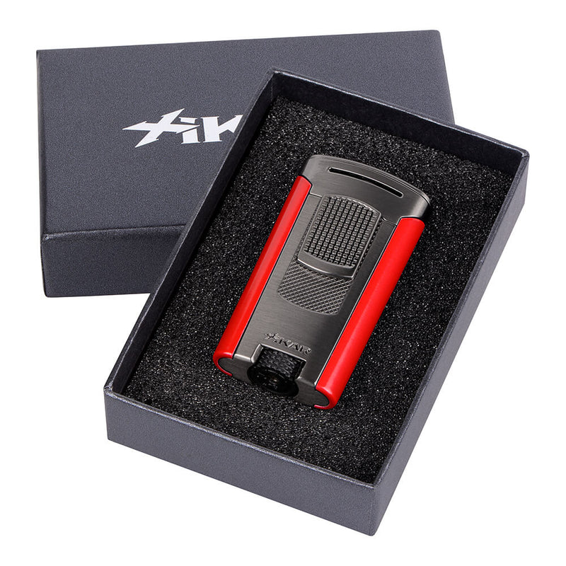 Gunmetal and Red Xikar Astral Single Jet Lighter Packaging