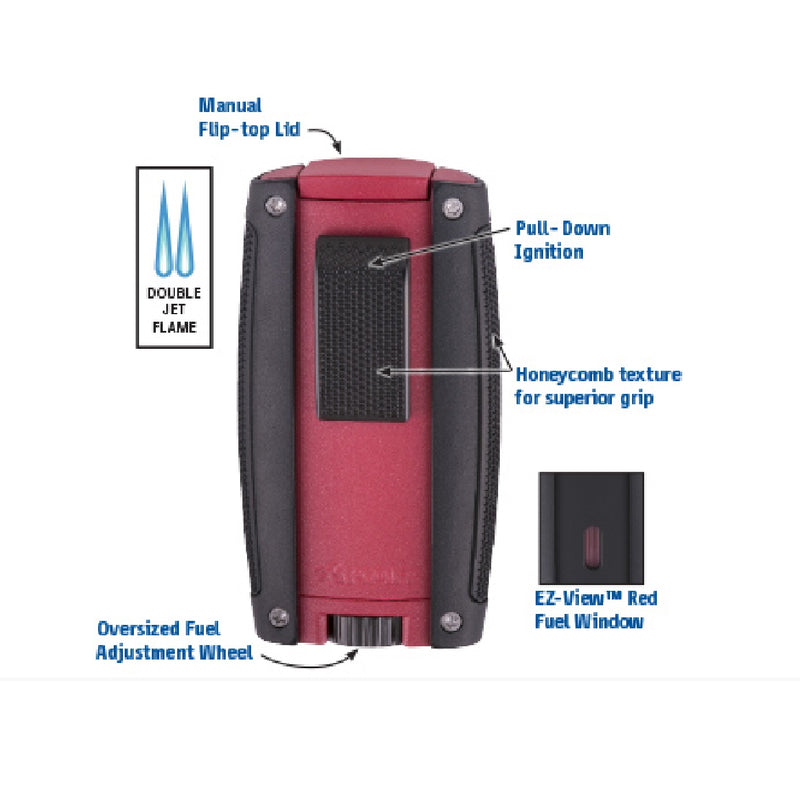 Matte Red Xikar Turismo Double Jet Lighter Features