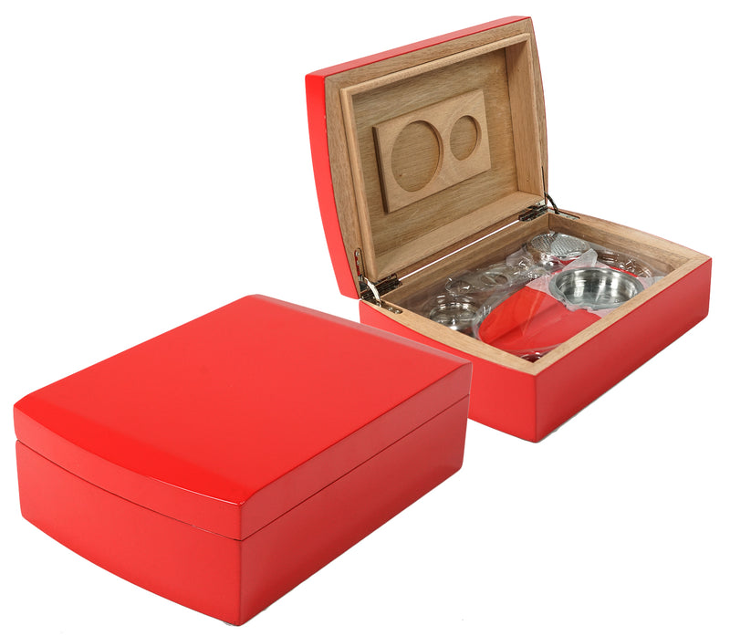 Candy Apple Red Travel Humidor Closed And Open View