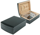 Midnight Black Travel Humidor Closed And Open View