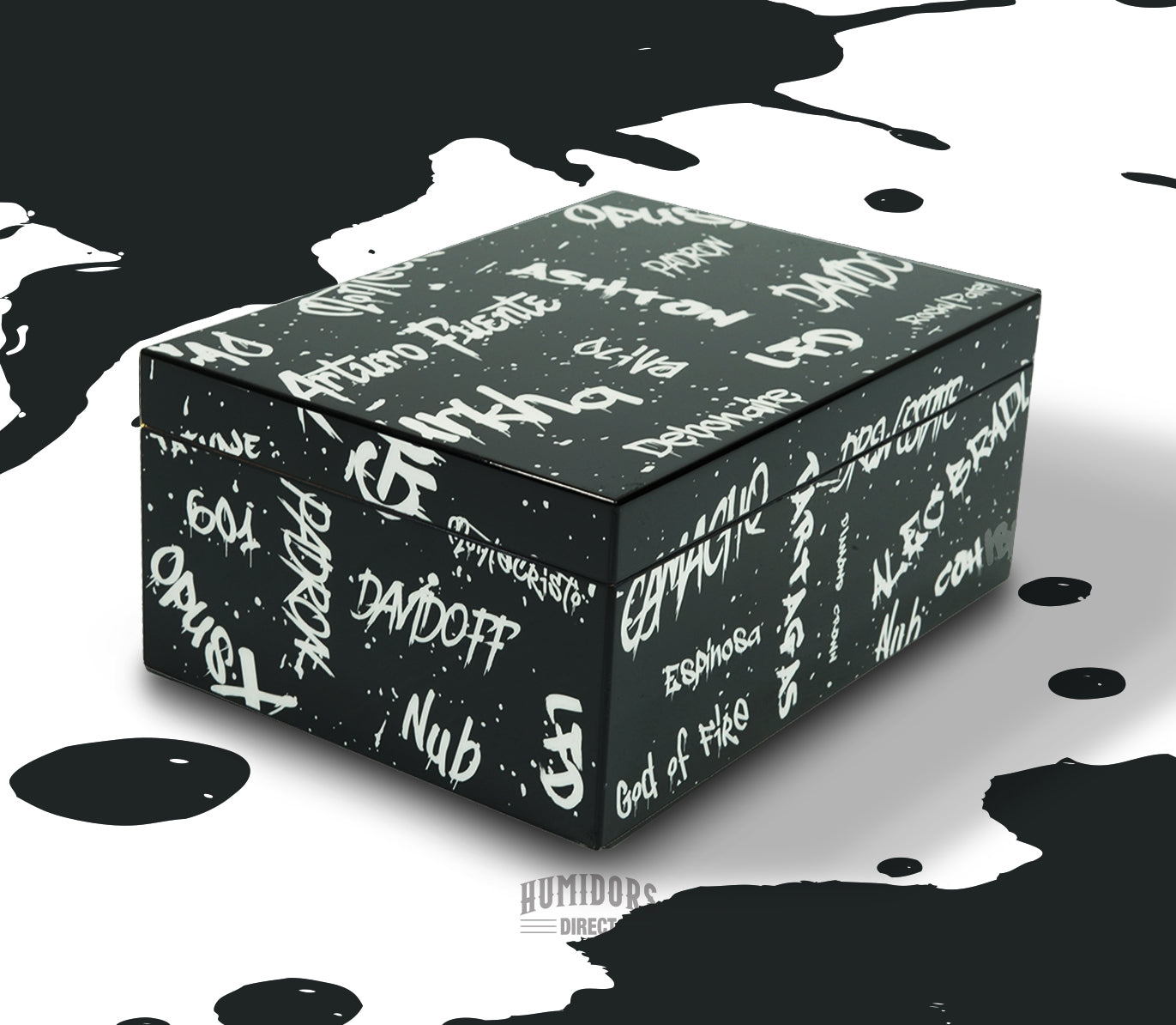 Black with White Graffiti Humidor 50 Count