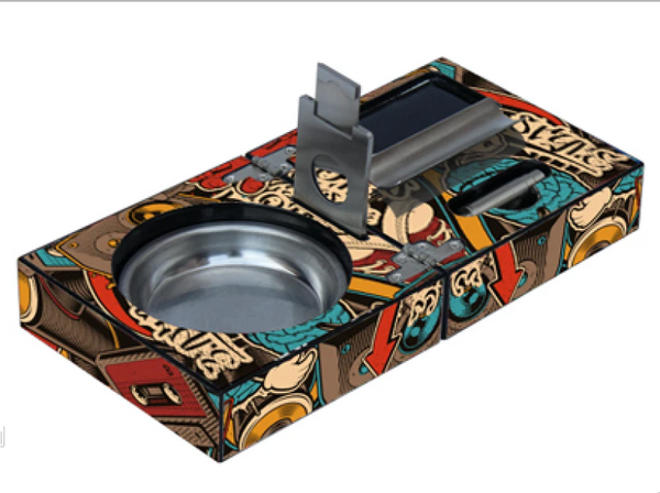 Jungle Love Collage Cigar Ashtray, Cutter & Punch