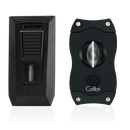 Black and Black Colibri Slide V-Cutter & Lighter Set