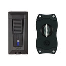 Black and Black Colibri Stealth 3 V-Cutter & Lighter Set