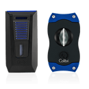 Black and Blue Colibri Slide V-Cutter & Lighter Set