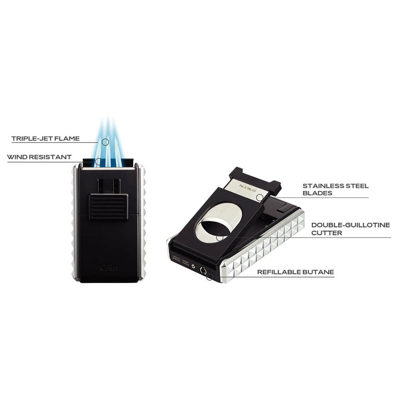 Black and Chrome Colibri Quasar Astoria Lighter Features Graphic