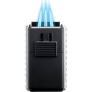 Black and Chrome Colibri Quasar Astoria Lighter With Flame