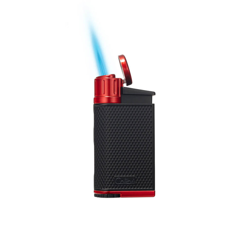 Black and Red Colibri Evo Lighter With Flame