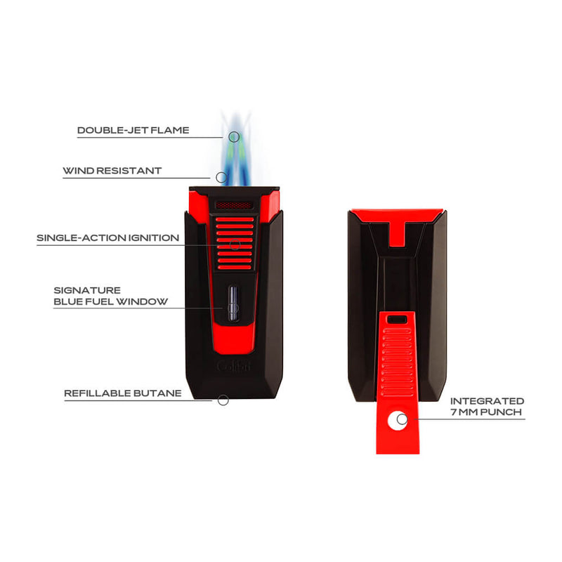 Black and Red Colibri Slide Lighter Features Graphic
