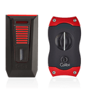 Black and Red Colibri Slide V-Cutter & Lighter Set