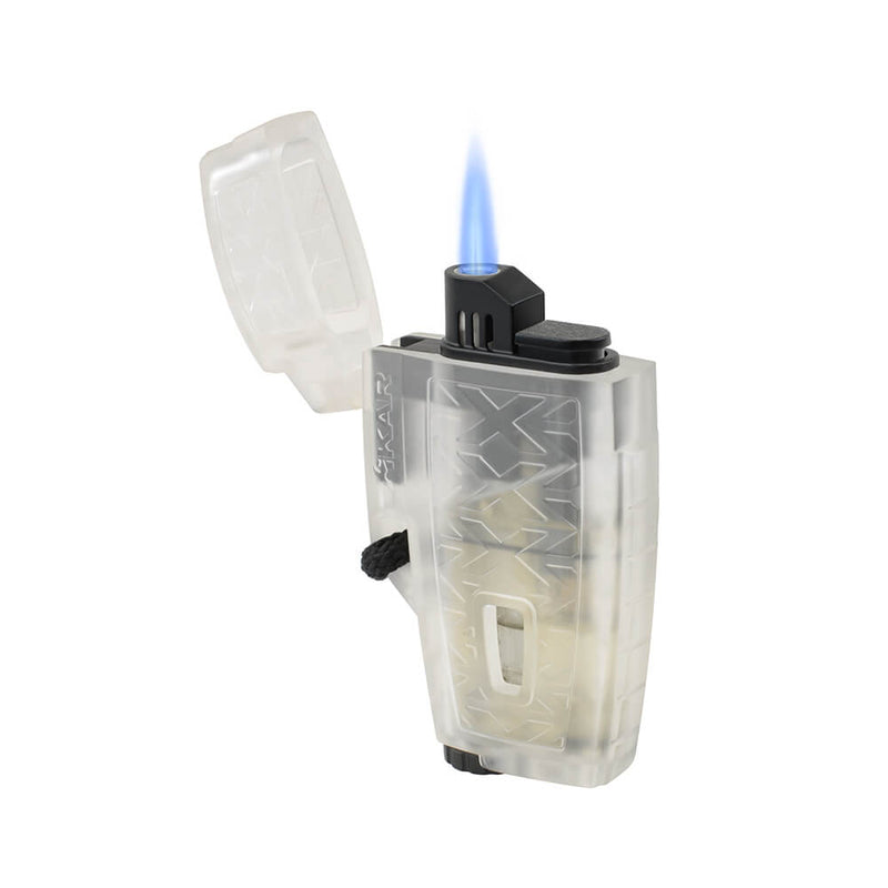 Clear Xikar Stratosphere Single Jet Windproof Lighter with Flame