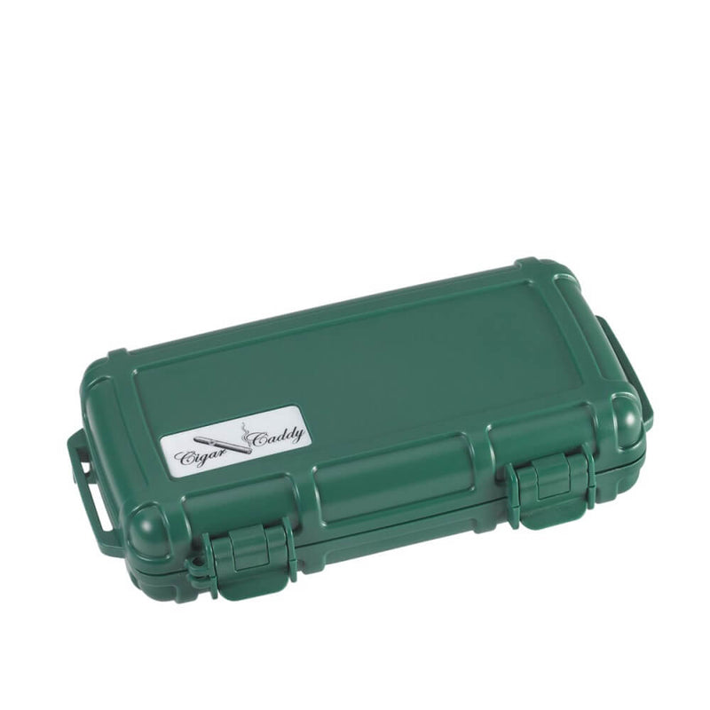 Green Cigar Caddy 5 Count Travel Case