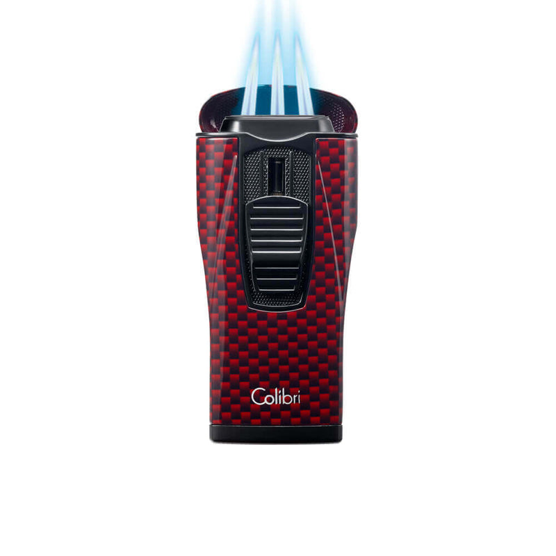 Red Colibri Monaco Carbon Fiber Lighter With Flame