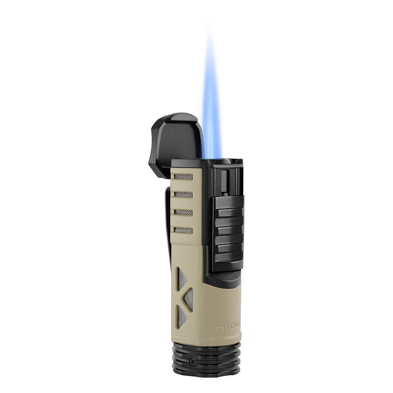 Tan and Black Xikar Tactial Single Jet Lighter With Flame